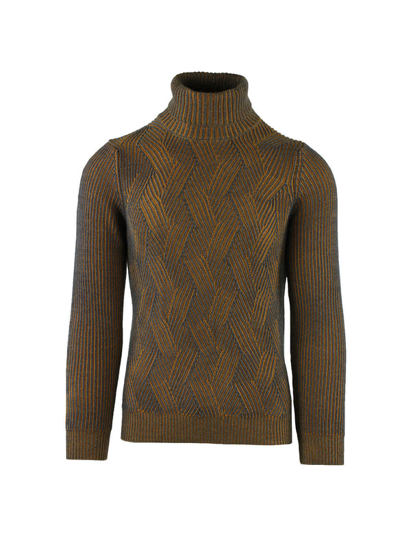 BICOLORED ENGLISH RIB TURTLENECK