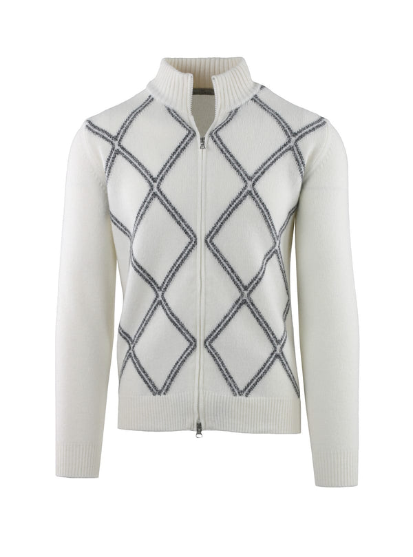 ZIPPERED JACKET WITH MOULINE' DIAMONDS