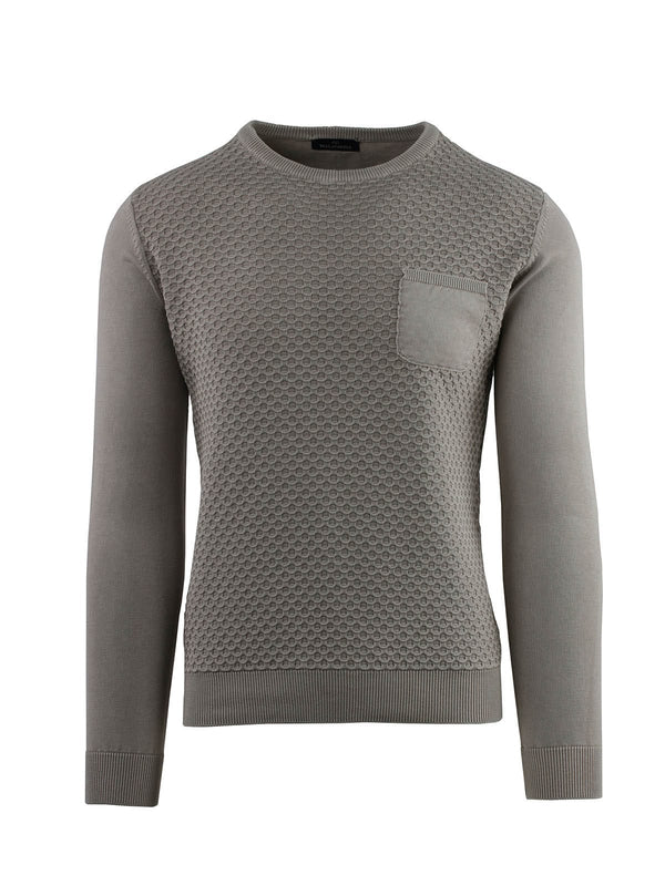 STONE WASHED HONEYCOMB CREW NECK