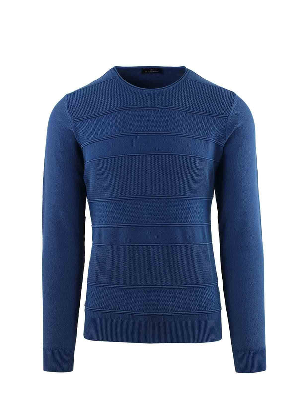STONE WASHED STRIPED CREW NECK