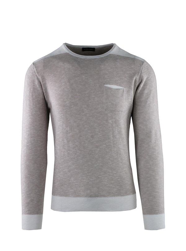 STRIPED CREW NECK WITH POCKET