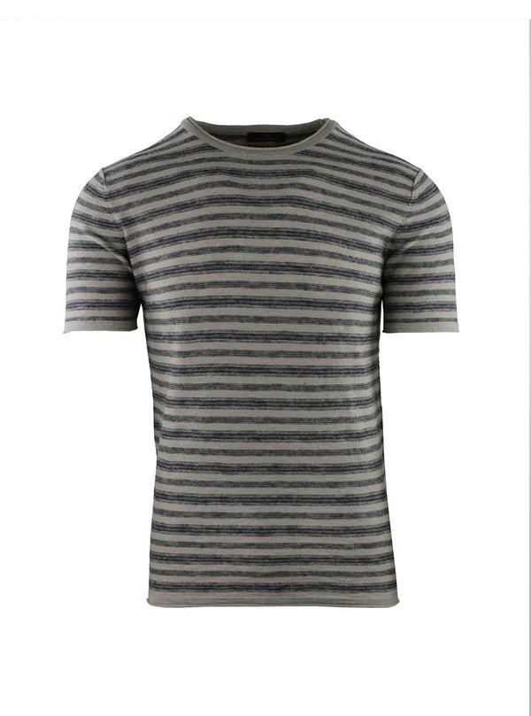 STRIPED SHORT SLEEVE CREW NECK