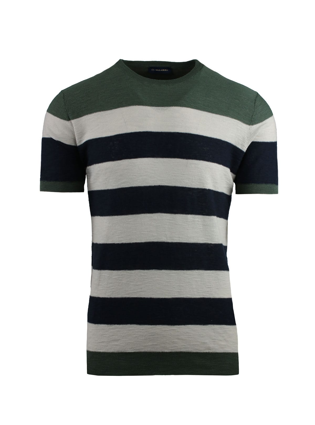 STRIPED COTTON LINEN CREW NECK