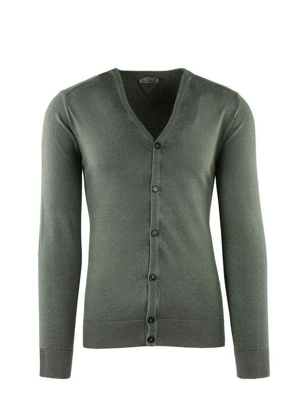 STONE WASHED CARDIGAN WITH PATCHES