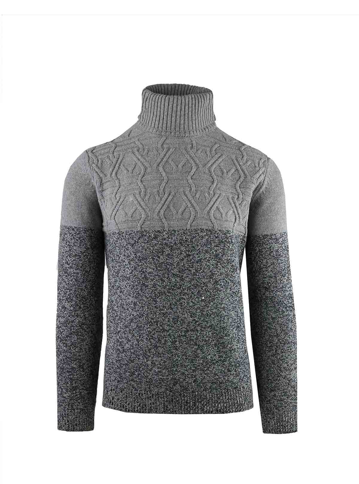 MOULINE SWEATER WITH DIAMOND-SHAPED SHOULDER