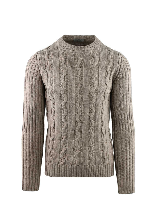 SUÉTER DE CUELLO REDONDO CON TRABAJO DE TRAMA EN RELIEVE