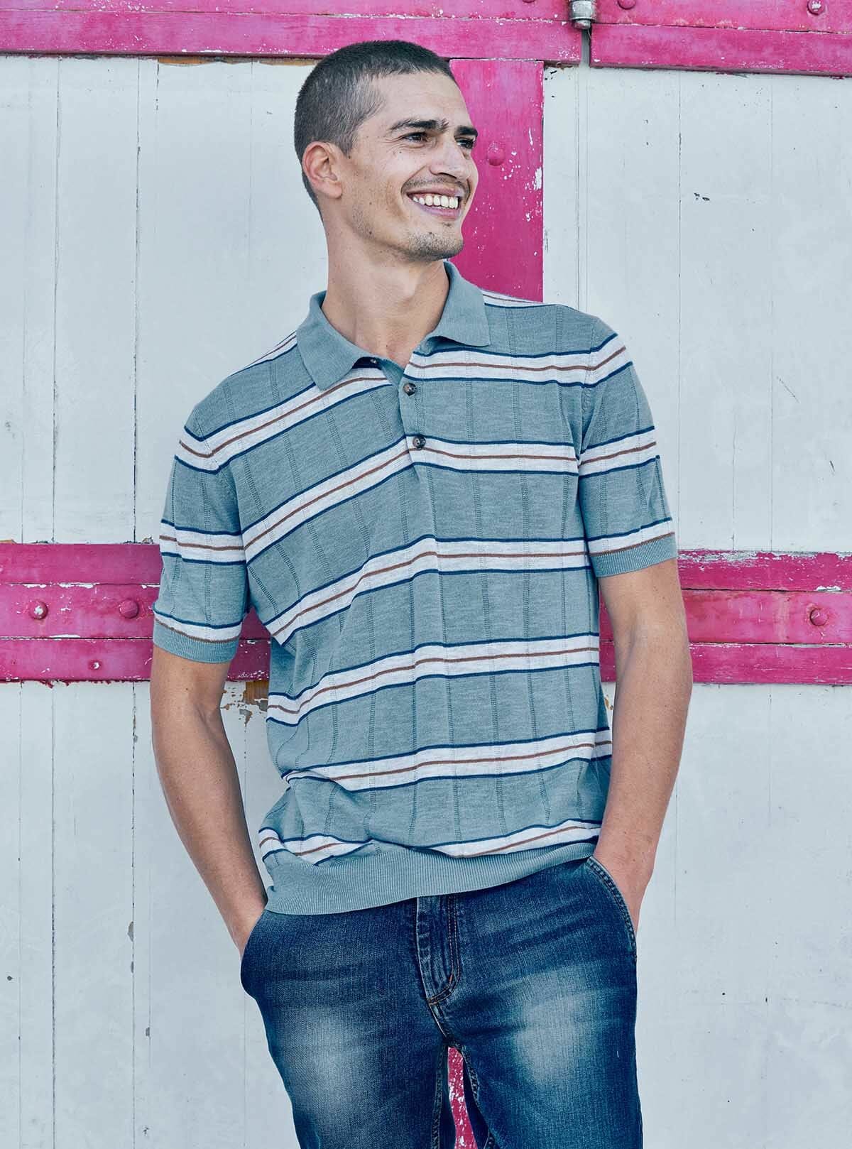 STRIPED SHORT SLEEVE POLO