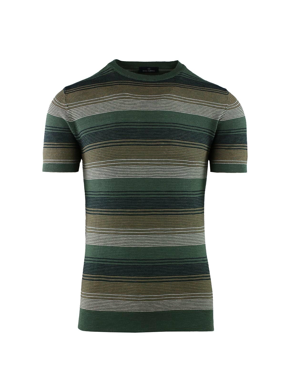 MULTICOLOR STRIPED SHORT SLEEVE CREW NECK