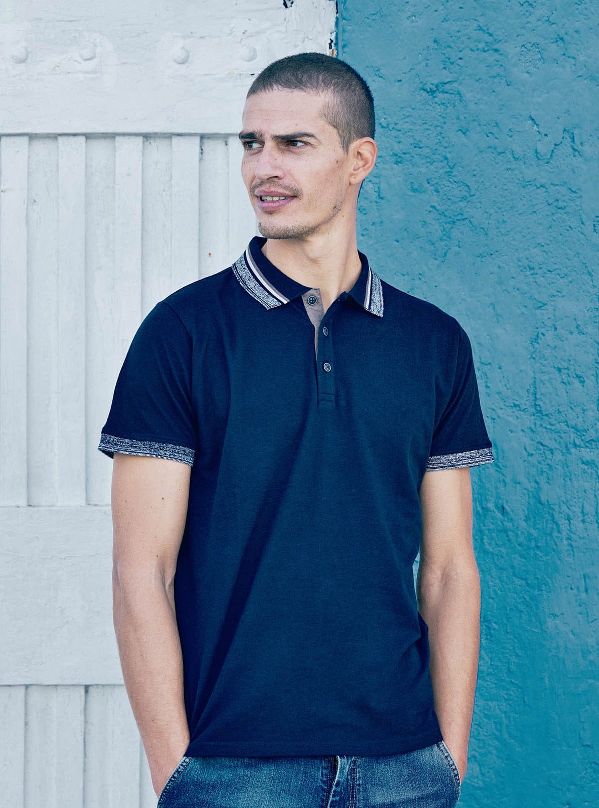 POLO WITH MOULINÉ TRIMMINGS