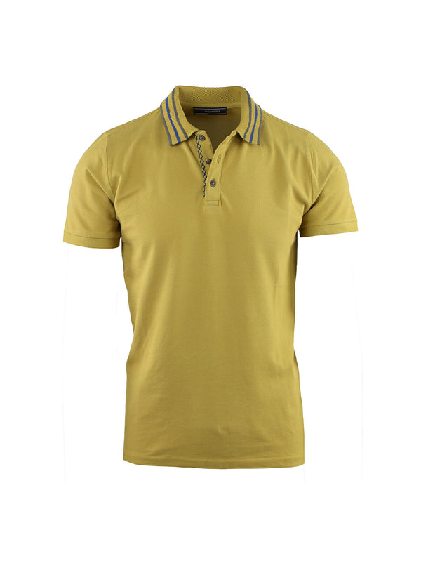 PIQUET POLO WITH RIBBED RICE GRAIN COLLAR