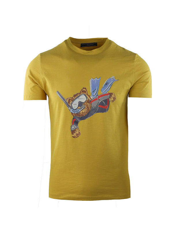 FLAMED COTTON T-SHIRT WITH THE ICONIC SUB BEAR