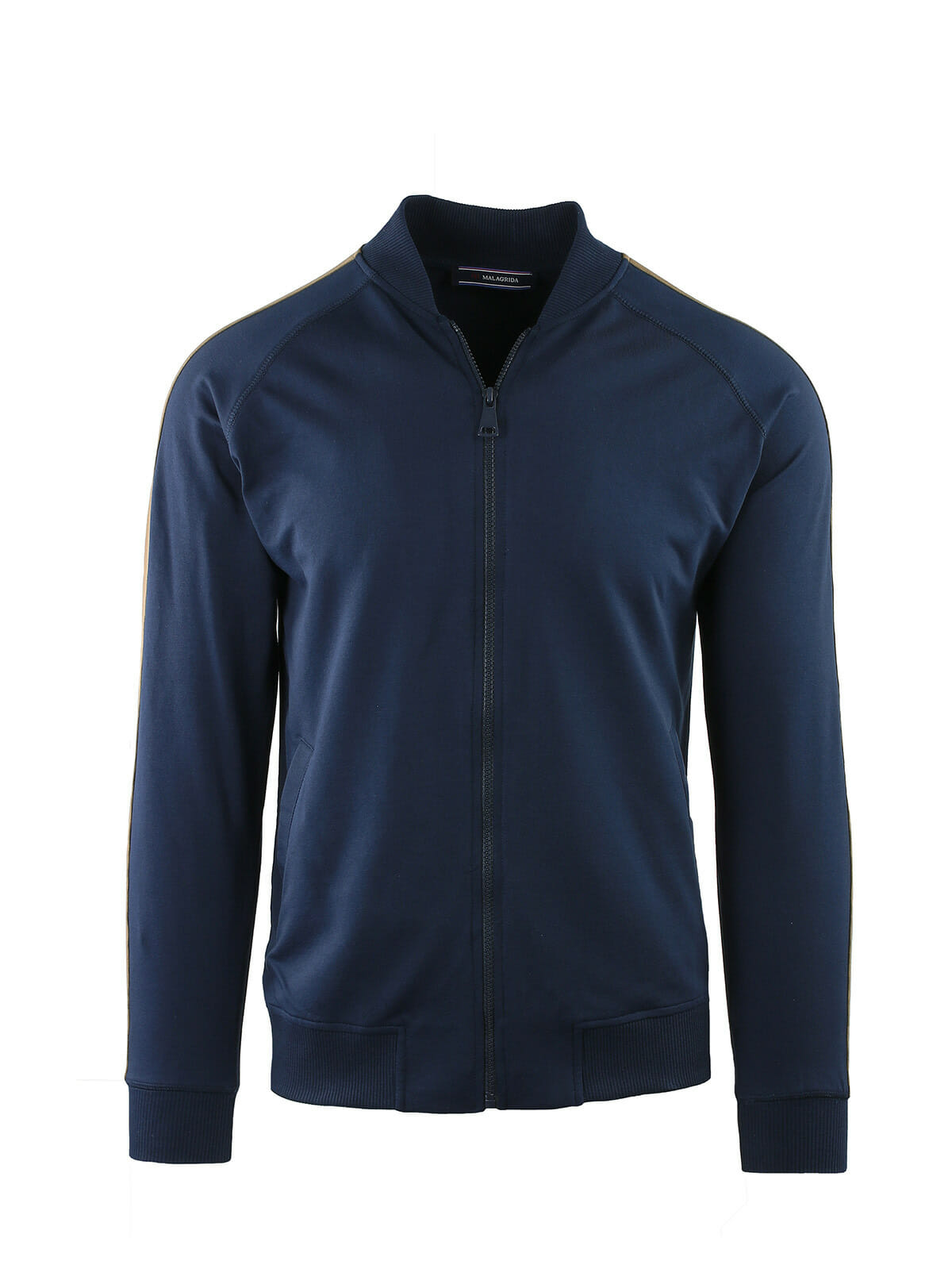 FULL ZIP BOMBER WITH STRIPES ON SLEEVES