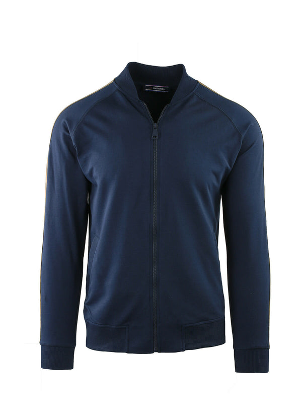 FULL ZIP BOMBER WITH STRIPES ON SLEEVES