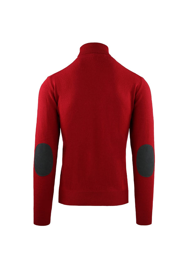 CASHMERE BLEND TURTLENECK WITH ALCANTARA PATCHES