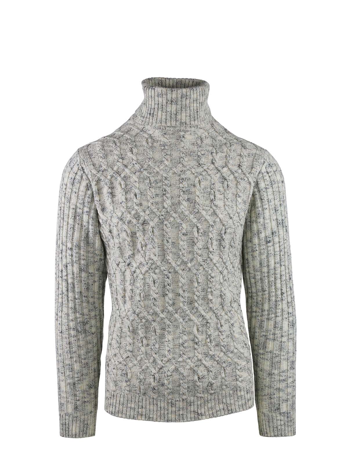 DOUBLE BRAIDED TURTLENECK WITH FANTASY YARN