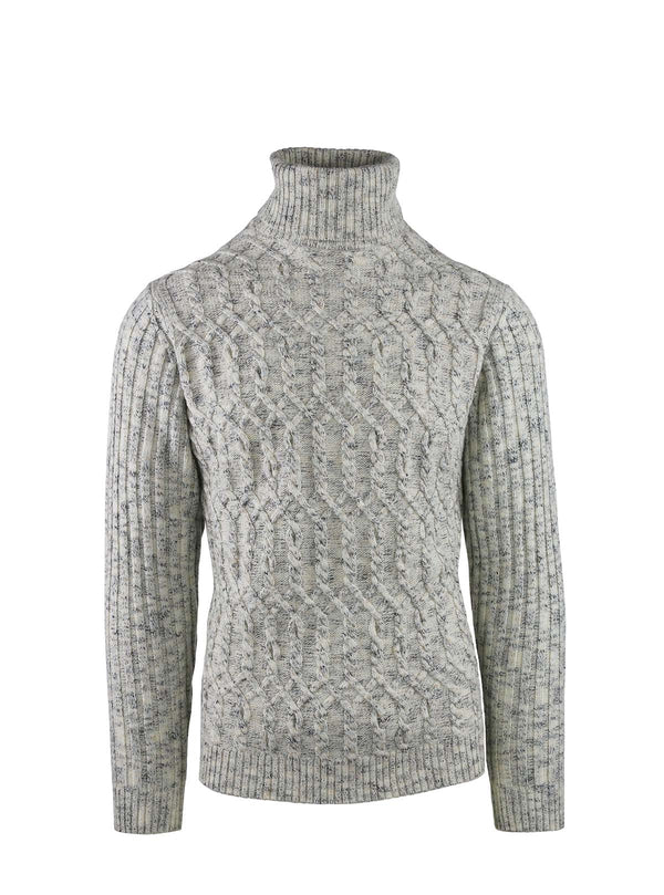 DOUBLE BRAIDED TURTLENECK WITH FANTASY YARN