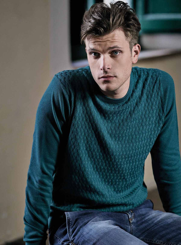 CREW NECK WITH CROSS RIBBED WORKMANSHIP