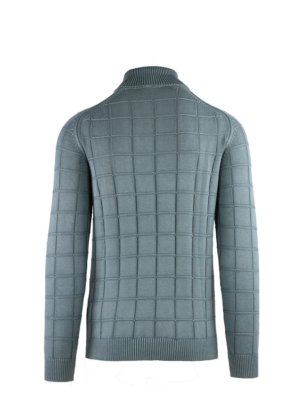 Dolcevita con Motivo a Quadri e Manica a Martello