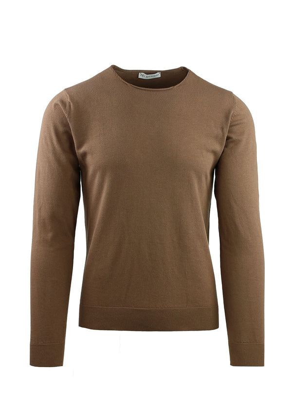 CREW NECK LONG SLEEVE WITH DROPPED COLLAR IN CREPE COTTON