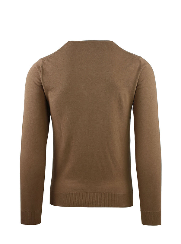 CREW NECK LONG SLEEVE WITH DROPPED COLLAR IN CREPE COTTON
