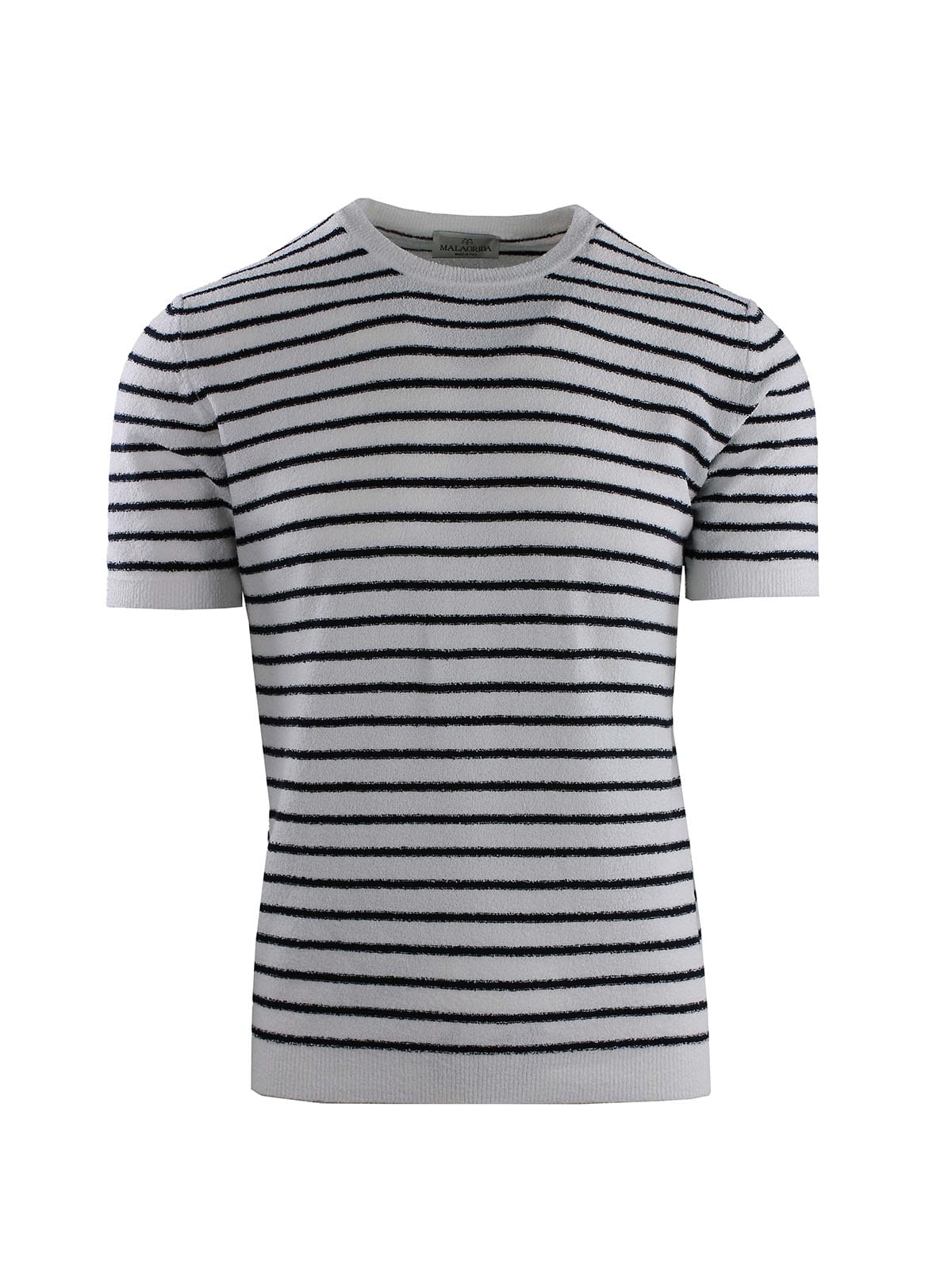 STRIPED SHORT SLEEVE CREW NECK IN SPONGE