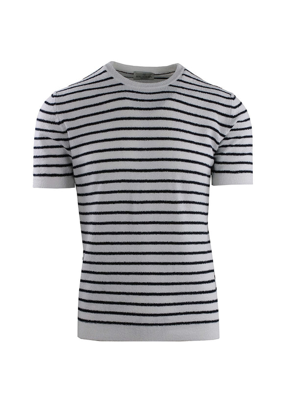 STRIPED SHORT SLEEVE CREW NECK IN SPONGE