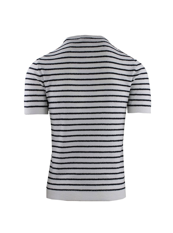STRIPED SHORT SLEEVE CREW NECK IN SPONGE