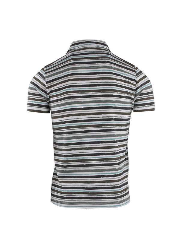 SHORT SLEEVE POLO IN MULTI-STRIPE JERSEY