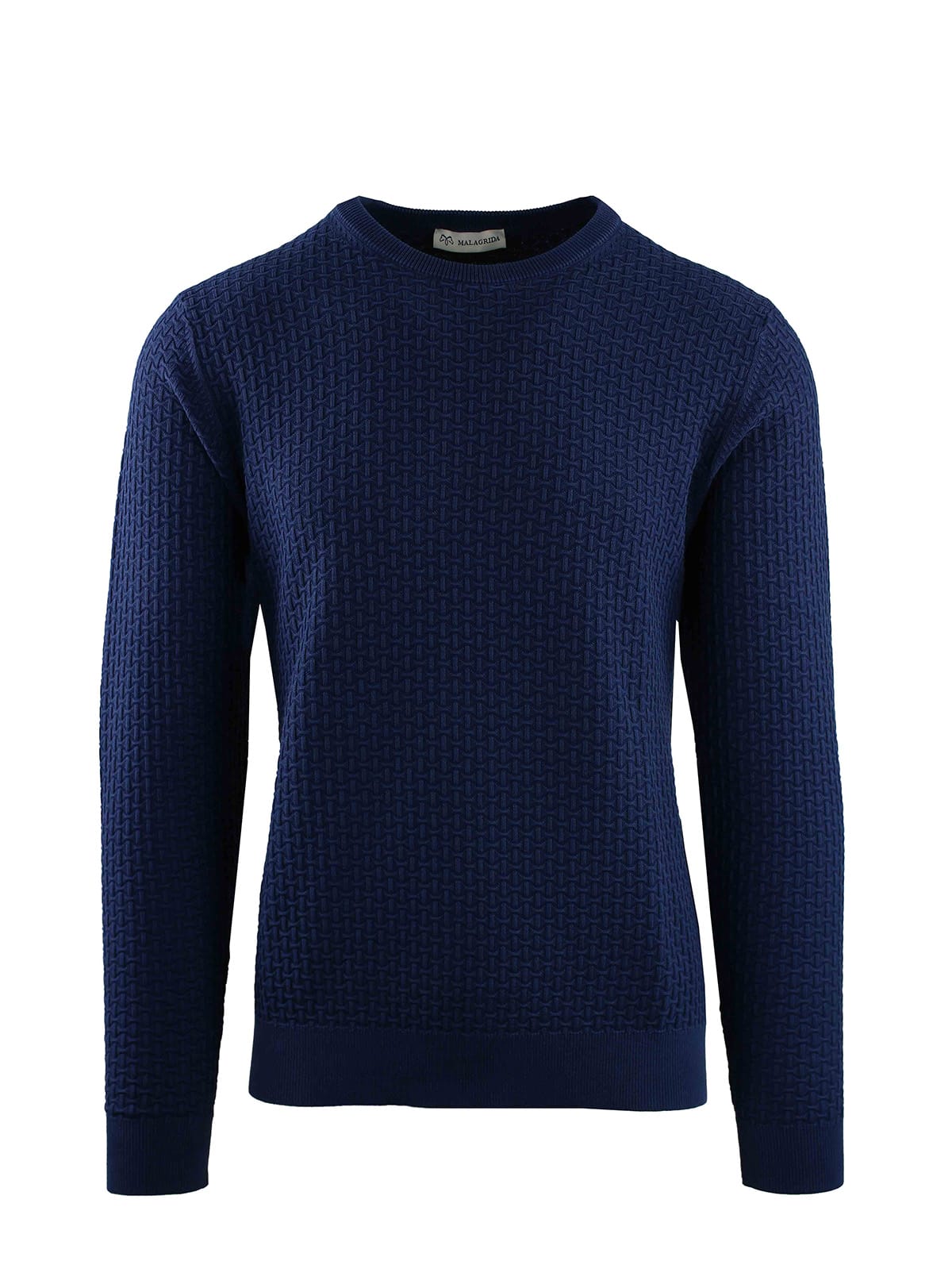 LONG SLEEVE CREW NECK WITH DIAMOND PATTERN AND WASHED EFFECT
