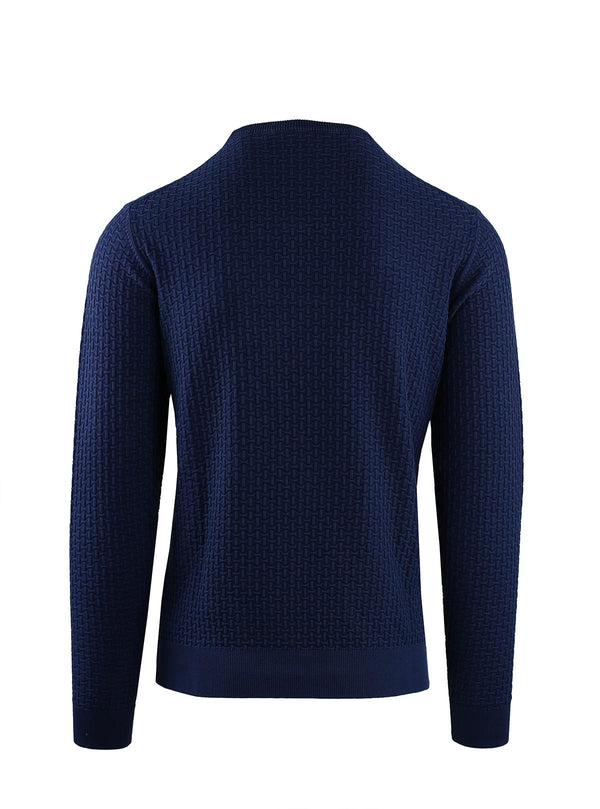 LONG SLEEVE CREW NECK WITH DIAMOND PATTERN AND WASHED EFFECT
