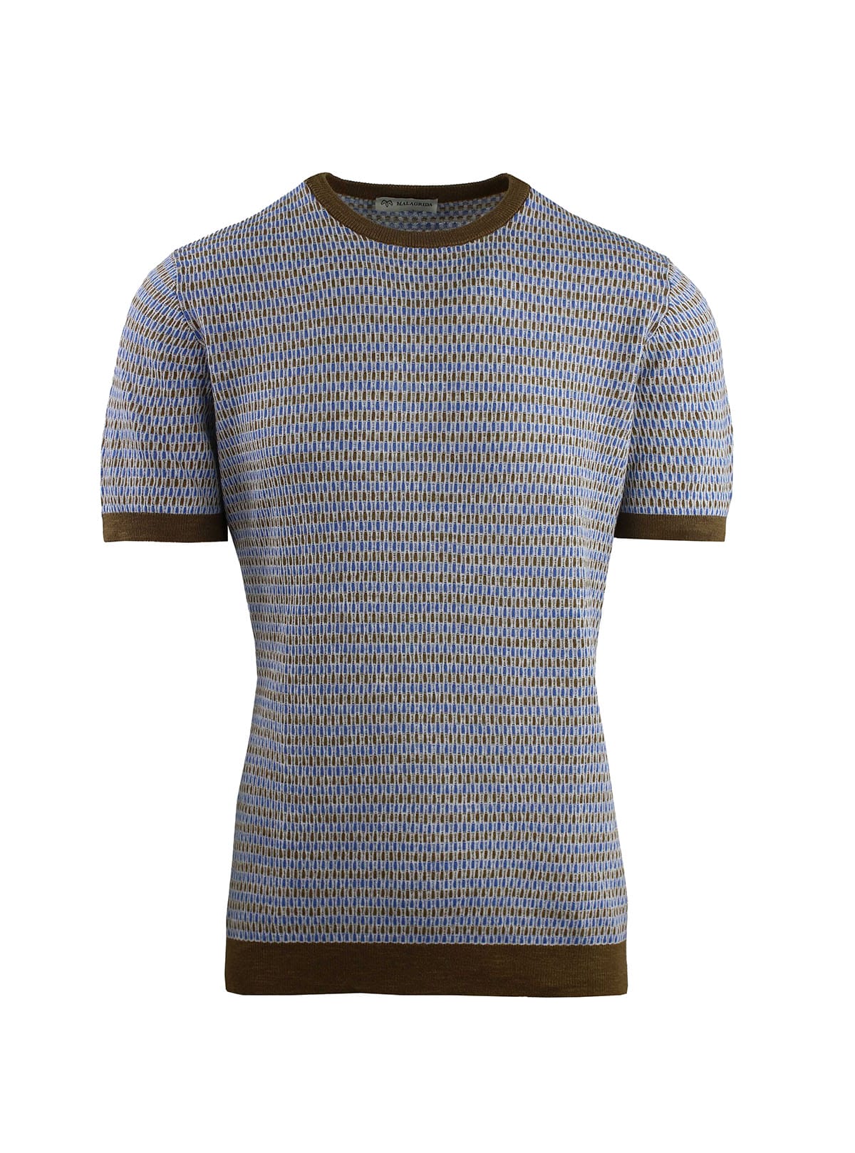 T-SHIRT À COL ROND EN JACQUARD MULTICOLORE À MANCHES COURTES