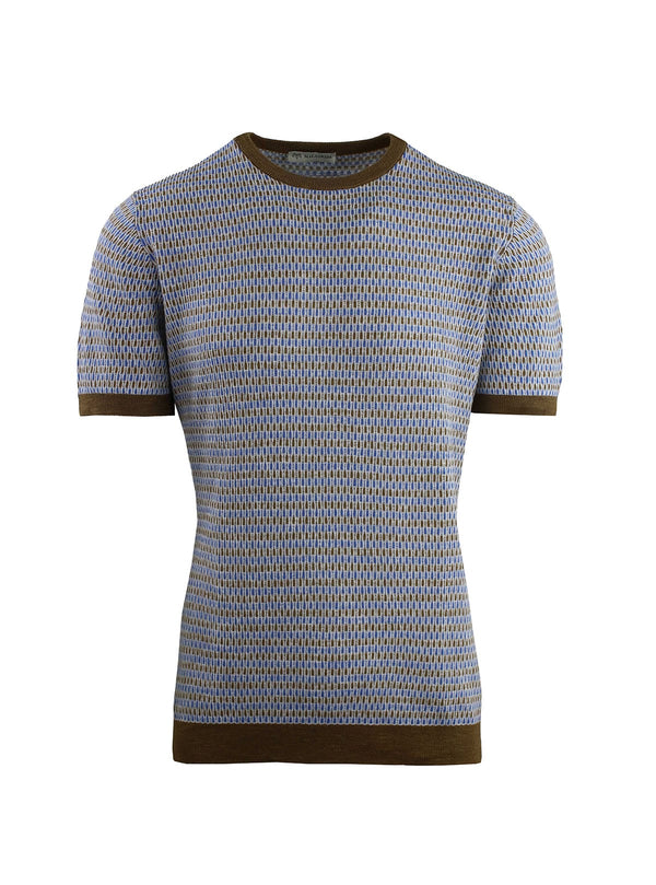MULTICOLORED JACQUARD SHORT SLEEVE CREW NECK