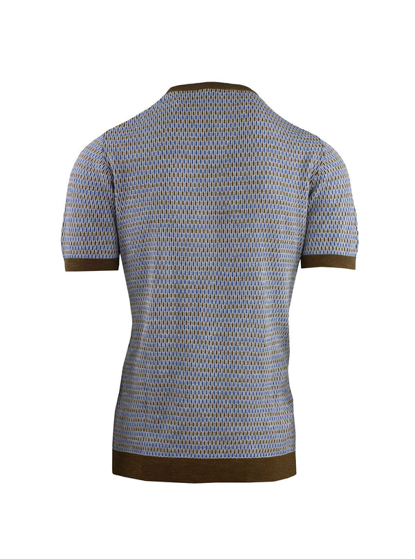 T-SHIRT À COL ROND EN JACQUARD MULTICOLORE À MANCHES COURTES