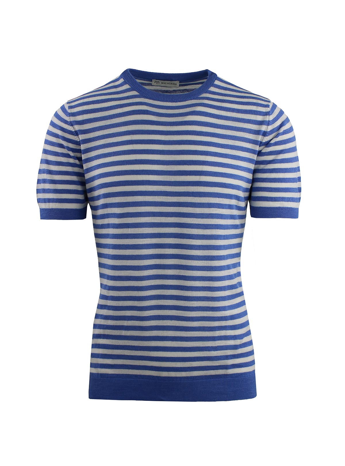 STRIPED HALF-SLEEVE CREW NECK