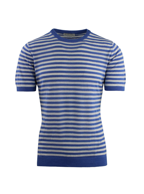 STRIPED HALF-SLEEVE CREW NECK