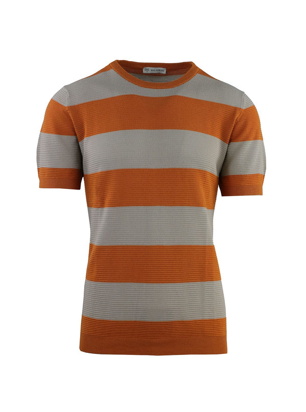 STRIPED SHORT SLEEVE CREW NECK
