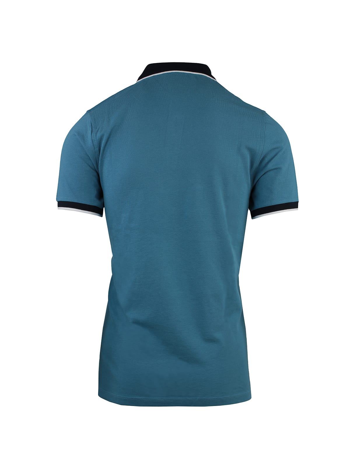 SHORT SLEEVE POLO IN PIQUET WITH STRIPED UNDER COLLAR