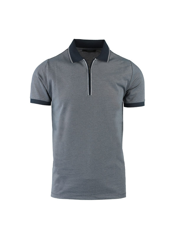 SHORT SLEEVE OXFORD PIQUET POLO WITH ZIP