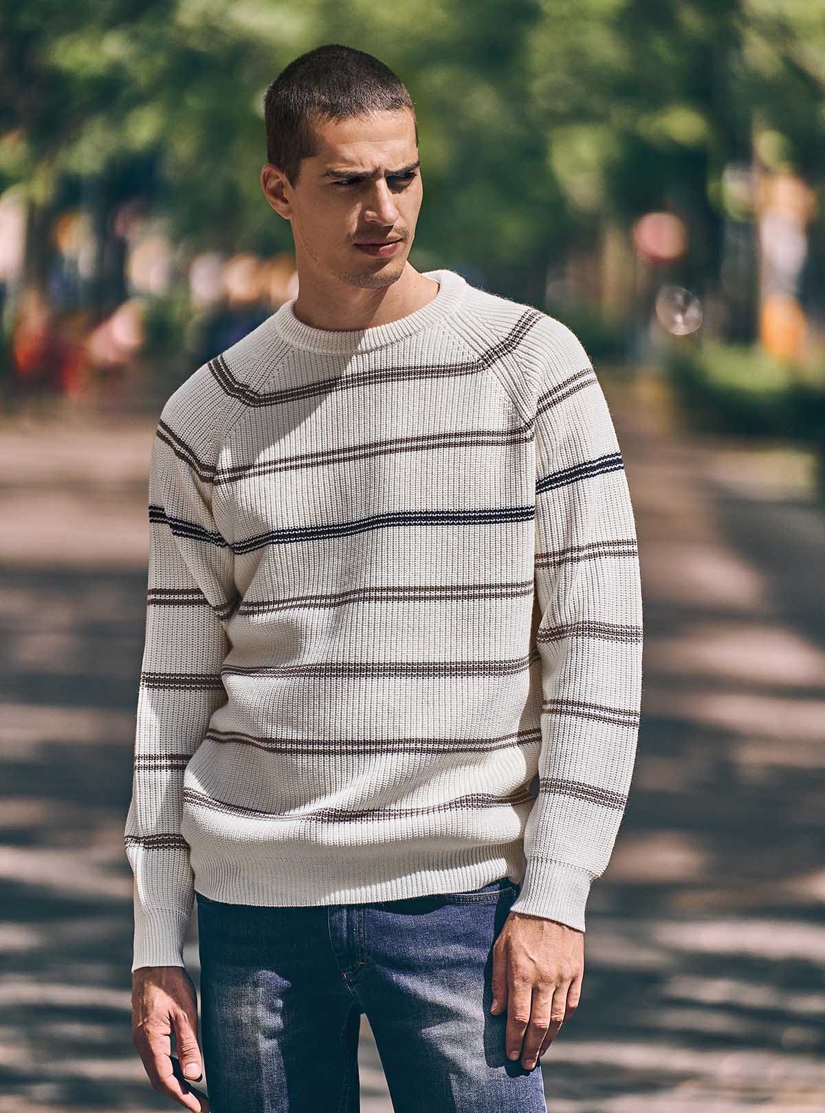 ENGLISH CREW NECK SWEATER WITH STRIPES