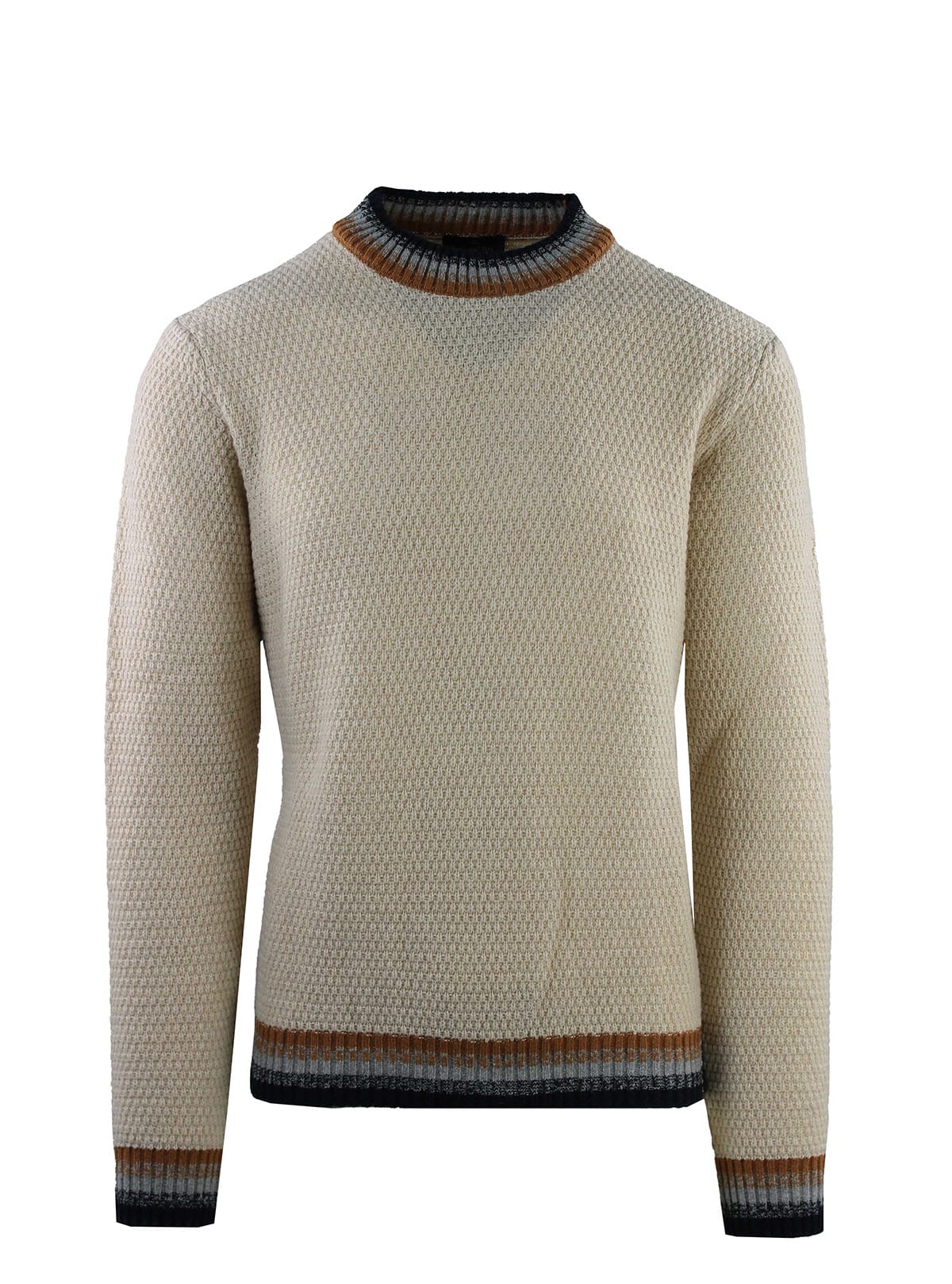 RIBBED RICE GRAIN CREW NECK