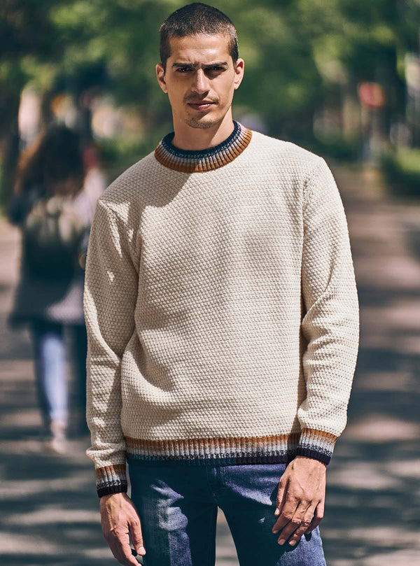 RIBBED RICE GRAIN CREW NECK