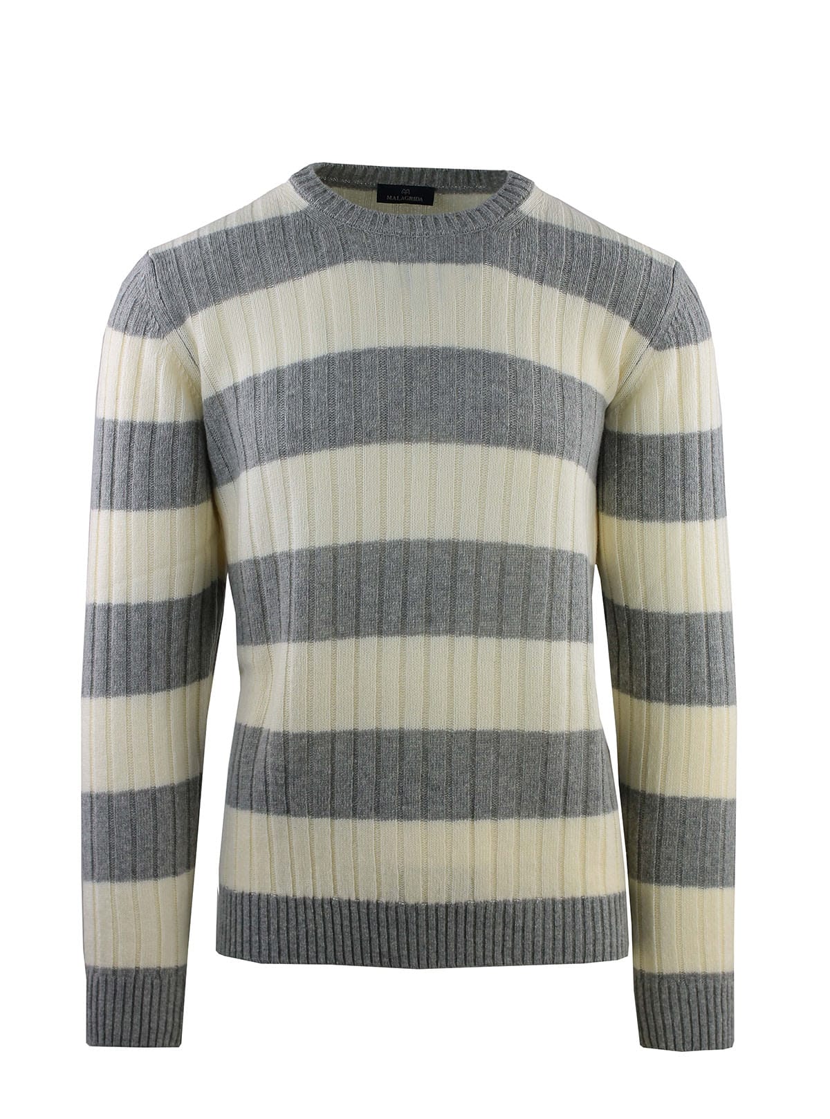 RIBBED CREW NECK WITH BICOLOR STRIPES