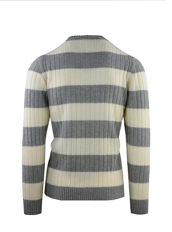 RIBBED CREW NECK WITH BICOLOR STRIPES