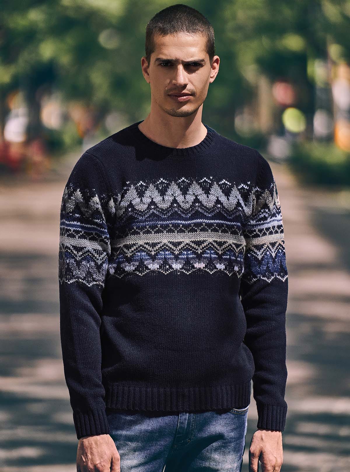 GRADIENT JACQUARD CREW NECK