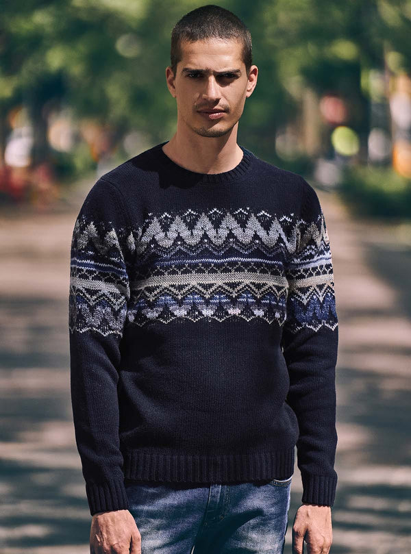GRADIENT JACQUARD CREW NECK