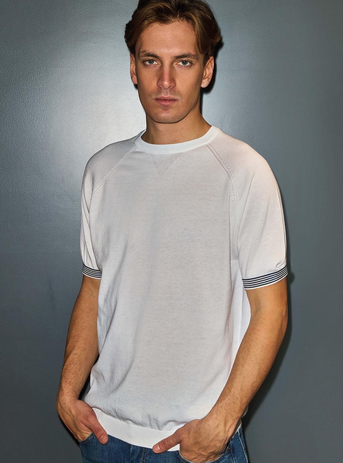 CREW NECK RIBBED WITH RAGLAN SLEEVE