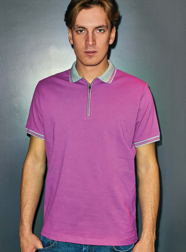 SHORT SLEEVE PIQUET POLO WITH ZIP