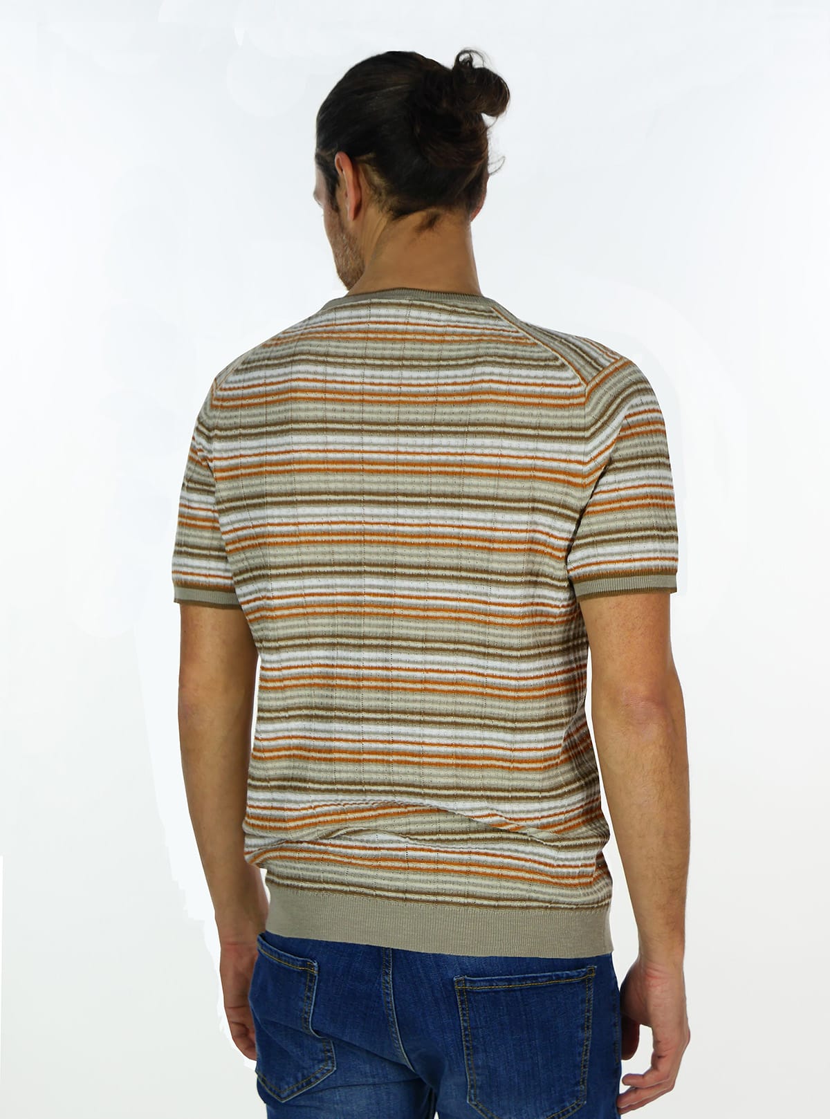 SHORT SLEEVE CREW NECK WITH MULTICOLOR STRIPES