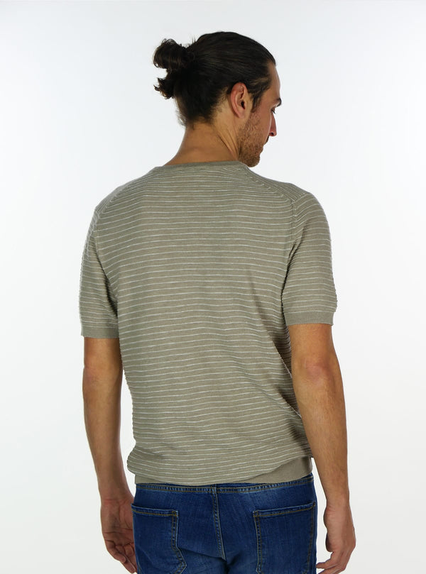 T-SHIRT À COL ROND À MANCHES COURTES AVEC RAYURES LIENS