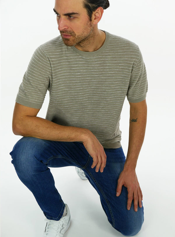SHORT SLEEVE CREW NECK WITH STRIPES LINKS